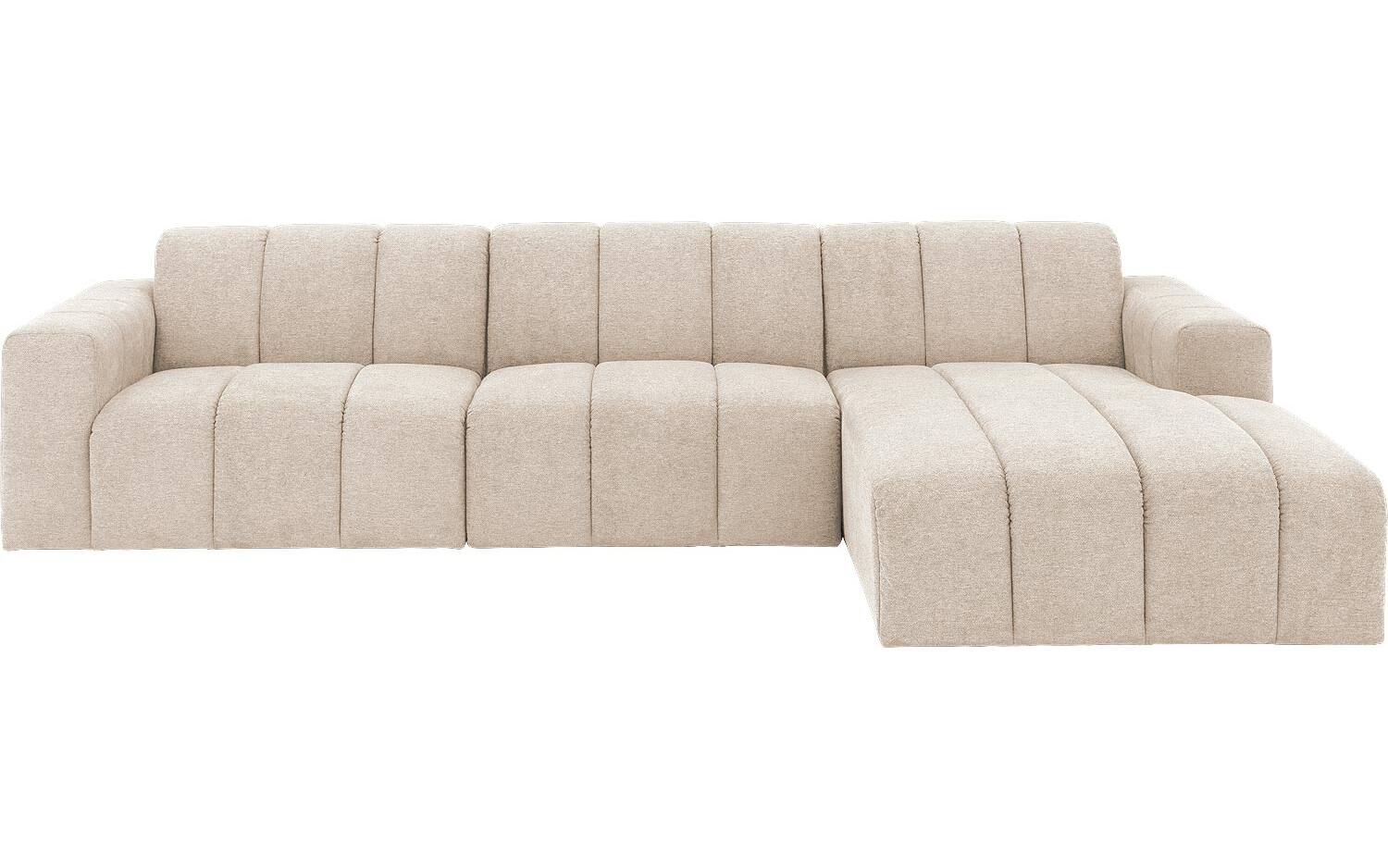 Goossens Bank Lewis bruin, stof, 1,5-zits, modern design met chaise longue rechts